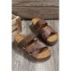 Brown Braided Detail Criss Cross Platform Slippers