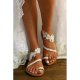 White Flat Lace Sandals