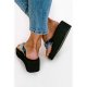 Black Holiday Vibe Print Soft Wedge Flip Flops