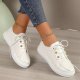 Women's Lightweight Platform Sneakers: Low Top Lace Up Round Toe Casual Shoes for Comfort Walking