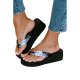 Black Holiday Vibe Print Soft Wedge Flip Flops