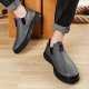 Men's PU Leather Casual Slip On Chelsea Shoes Ankle Boots, Black/Grey