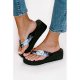 Black Holiday Vibe Print Soft Wedge Flip Flops