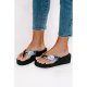 Black Holiday Vibe Print Soft Wedge Flip Flops