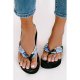 Black Holiday Vibe Print Soft Wedge Flip Flops