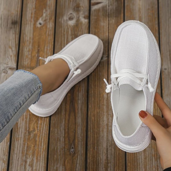 Women's Lightweight Canvas Loafers - Lace-up Low Top Sneakers for Comfort and Style