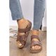 Brown Braided Detail Criss Cross Platform Slippers