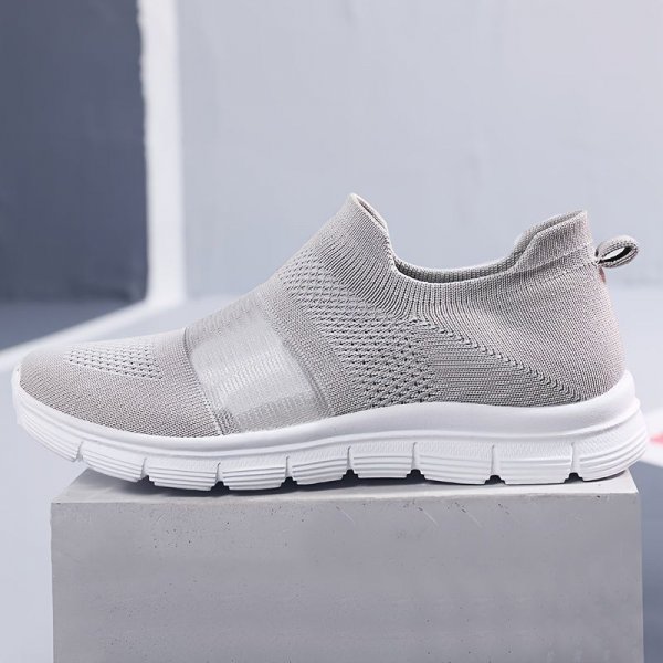 Women's Breathable Flying Woven Casual Sneakers,  Color-block Slip-on Running Walking Shoes, Low Top Sports Shoes