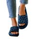 Blue Leopard Print Thick Sole Slip On Slippers