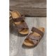 Brown Braided Detail Criss Cross Platform Slippers