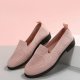 Women's Knit Slip On Flats, Casual & Breathable Non-slip Round Toe Loafers, Low Top Walking Shoes