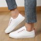 Women's Casual Sneakers, Lace-up Skate Shoes, Solid Color Flat Sports Shoes