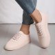 Women's Casual Sneakers, Lace-up Skate Shoes, Solid Color Flat Sports Shoes