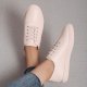 Women's Casual Sneakers, Lace-up Skate Shoes, Solid Color Flat Sports Shoes