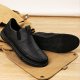 Men's PU Leather Casual Slip On Chelsea Shoes Ankle Boots, Black/Grey