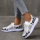 Women's Leopard Pattern Lace-up Running Shoes: Breathable & Lightweight Sneakers for Maximum Comfort!