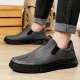 Men's PU Leather Casual Slip On Chelsea Shoes Ankle Boots, Black/Grey