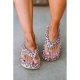 Pink Leopard Print Thick Sole Flip Flops